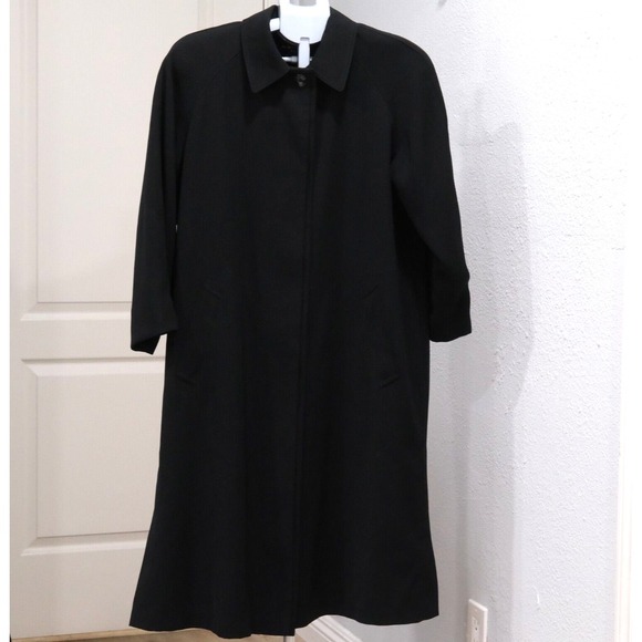 Gallery Jackets & Blazers - Gallery Womens Long Sleeve Button Black Trench Coat Jacket Size 10P Polyester